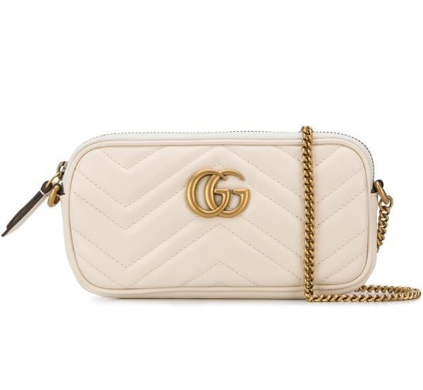 2020年春夏新作【グッチ偽物】グッチ GGマーモント ミニ チェーンバッグ ホワイト